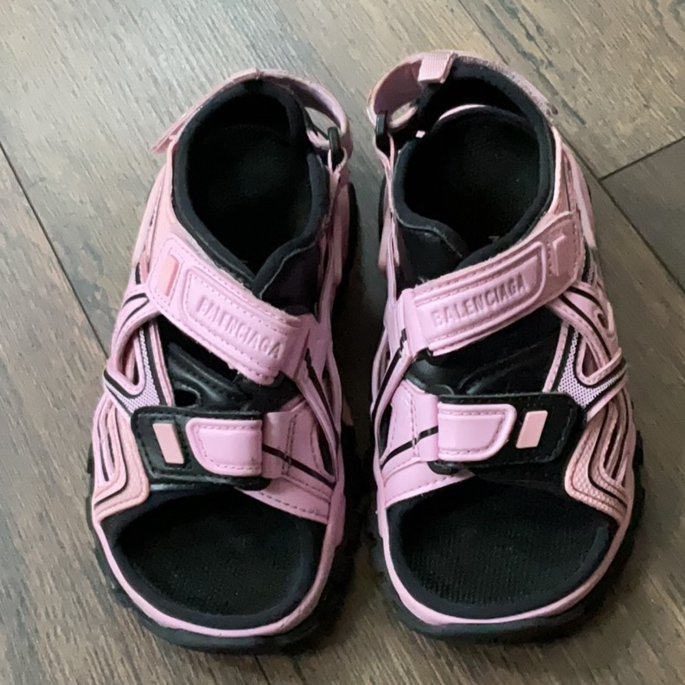 Balenciaga Pink and Black Sporty Sandals